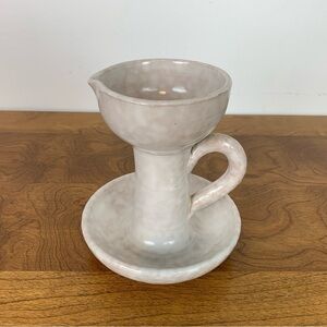 Italica Ars Candle Holder Beige Handle Vtg Italian Candlestick Holder Italy MCM